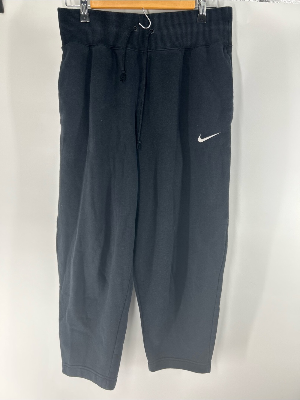 Nike Black Track Pants with White Swoosh Medium